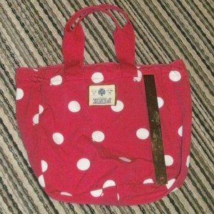 PINK Victoria's Secret White Polka Dot Canvas Tote Shoulder Bag X-Large 17x14